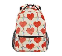 Mnsruu Zaino da scuola con filo colorato a forma di cuore per computer portatile, tablet, borsa da viaggio per studenti universitari e adolescenti