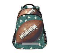 Mnsruu Zaino da scuola con stella verde rugby, per ragazzi e ragazze, per scuola elementare