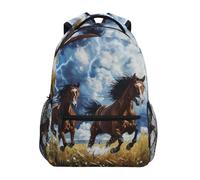 Mnsruu Zaino da viaggio per bambini con cavallo che corre e fulmine, per studenti, ragazzi, ragazze, zaino per la scuola, zaino casual da viaggio