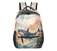 Mnsruu Zaino da viaggio per computer portatile, con balena che salta, leggero e resistente all'acqua, zaino per la scuola per ragazzi, ragazze e adulti, Balena che salta, M, Casual