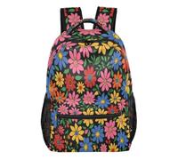 Mnsruu Zaino da viaggio per computer portatile, con fiori rossi, blu e gialli, leggero e resistente all'acqua, zaino per la scuola per ragazzi, ragazze e adulti, Fiori Rosso Blu Giallo, S, Casual