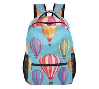 Mnsruu Zaino da viaggio per computer portatile, con mongolfiera arcobaleno blu, leggero e resistente all'acqua, zaino per la scuola per ragazzi, ragazze e adulti, Arcobaleno Mongolfiera, S, Casual