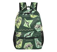 Mnsruu Zaino da viaggio per computer portatile, motivo osso di dinosauro, leggero e resistente all'acqua, zaino per la scuola per ragazzi, ragazze e adulti, Motivo con ossa di dinos, S, Casual