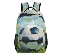 Mnsruu Zaino da viaggio per computer portatile, pallone da calcio sull'erba, zaino leggero e resistente all'acqua, zaino per la scuola per ragazzi, ragazze e adulti, Pallone da calcio sull'erba, S