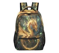 Mnsruu Zaino da viaggio per computer portatile, zaino Golden Dream Dragon, leggero e resistente all'acqua, zaino per la scuola per ragazzi, ragazze e adulti, Drago dei sogni d'oro, M, Casual