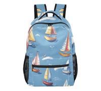 Mnsruu Zaino da viaggio per computer portatile, zaino per la scuola con barche in un vasto oceano, zaino leggero e resistente all'acqua, per ragazzi, ragazze e adulti, Barche in un vasto oceano, M