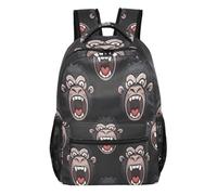 Mnsruu Zaino da viaggio per computer portatile, zaino per la scuola con gorilla dei cartoni animati, leggero e resistente all'acqua, per ragazzi, ragazze e adulti, Gridare i gorilla dei cartoni