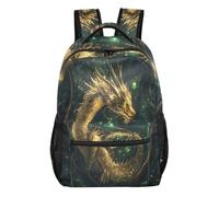 Mnsruu Zaino da viaggio per computer portatile, zaino The Golden Dragon, leggero e resistente all'acqua, zaino per la scuola per ragazzi, ragazze e adulti, Il drago d'oro, S, Casual