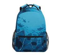 Mnsruu Zaino per bambini con squali a bocca aperta, zaino per la scuola, zaino per la scuola per ragazzi e ragazze, zaino casual, borsa per libri per campus, viaggi, sport