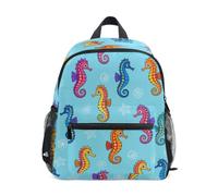 Mnsruu Zaino per bambini per ragazze e ragazzi cavallucci marini borsa asilo leggero zaino asilo nido borsa asilo, 37 x 31 x 6 cm, Cavallucci marini, M, Casual