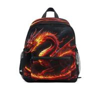 Mnsruu Zaino per bambini per ragazze e ragazzi con drago di fuoco, borsa leggera per asilo materno, 37 x 31 x 6 cm, Drago del fuoco., S, Casual