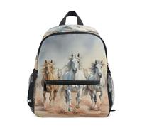 Mnsruu Zaino per bambini per ragazze e ragazzi con tre cavalli che corrono nel deserto, borsa per asilo nido leggero, zaino asilo nido, 37 x 31 x 6 cm, Tre cavalli che corrono nel deserto, S, Casual