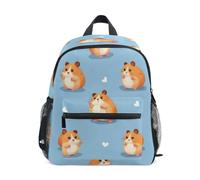 Mnsruu Zaino per bambini per ragazze e ragazzi, motivo criceto e cuore, borsa per asilo nido leggero, zaino asilo materno, 37 x 31 x 6 cm, Motivo a cuore e criceto, M, Casual
