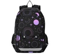 Mnsruu Zaino per computer portatile 15.6 mistico esoterico con sole, luna e stelle, per ragazze, zaino da viaggio leggero per lavoro universitario, 45 x 33 x 17 cm