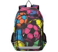 Mnsruu Zaino per computer portatile da 15,6 pollici, con palloni da calcio pop art, per ragazze adolescenti, zaino leggero da viaggio per lavoro universitario, 45 x 33 x 17 cm