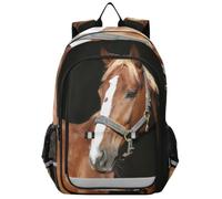 Mnsruu Zaino per computer portatile da 15,6 pollici, con ritratto di cavallo rosso castagno, per ragazze, zaino leggero da viaggio per lavoro universitario, 45 x 33 x 17 cm