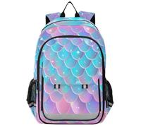 Mnsruu Zaino per computer portatile da 15,6 pollici, con scaglie di pesce, per adolescenti, leggero, da viaggio, per lavoro universitario, 45 x 33 x 17 cm