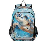 Mnsruu Zaino per computer portatile da 15,6 pollici, con tartaruga marina e pesce, per adolescenti, zaino leggero da viaggio per lavoro universitario, 45 x 33 x 17 cm