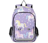 Mnsruu Zaino per computer portatile da 15,6 pollici, con unicorni con tutti i tipi di capelli e stelle, zaino da scuola per ragazze adolescenti, zaino da viaggio leggero per lavoro universitario, 45 x