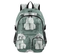 Mnsruu Zaino per la scuola con barboncino bianco con scomparto per laptop, grande borsa per la scuola per ragazze e ragazzi, zaino da viaggio 17,5 per scuola zaino casual universitario lavoro