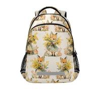 Mnsruu Zaino per la scuola con fiori di volpe per ragazzi e ragazze, per scuola elementare