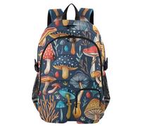 Mnsruu Zaino per la scuola con funghi colorati e piante con scomparto per laptop, grande borsa per la scuola per ragazze e ragazzi, zaino da viaggio 17,5 per scuola, casual, università, lavoro