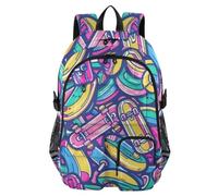 Mnsruu Zaino per la scuola con skateboard astratto con scomparto per laptop, grande borsa per la scuola per ragazze e ragazzi, zaino da viaggio 17,5 per scuola, casual, università, lavoro