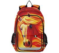 Mnsruu Zaino per ragazzi e ragazze, cavallo con criniera ardente, zaino per studenti, zaino per la scuola elementare e adolescenti, Cavallo Con Criniera Infuocata, Taglia unica