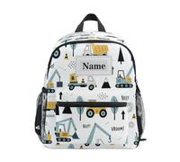 Mnsruu Zaino personalizzato per bambini con due draghi con fuoco borsa prescolare personalizzata il tuo nome asilo scuola materna borsa da viaggio per ragazza ragazzo, Auto dell'escavatore del