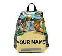 Mnsruu Zaino Personalizzato per Bambini, Ragazzi e Ragazze, con Animali della Giungla Africana, per Asilo e Asilo Nido, Multicolore, M