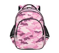 Mnsruu Zaino rosa mimetico militare per ragazze scuola materna borsa per libri elementari leggero per bambini, piccolo, Motivo militare mimetico rosa, M, Zainetto