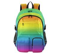 Mnsruu Zaino scolastico a righe arcobaleno con scomparto per computer portatile, grande borsa per la scuola per ragazze e ragazzi, zaino da viaggio per scuola zaino casual per università lavoro