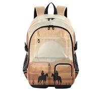 Mnsruu Zaino scolastico American West Cowboy con scomparto per computer portatile, grande borsa per la scuola per ragazze e ragazzi, zaino da viaggio 17,5 per scuola zaino casual universitario lavoro