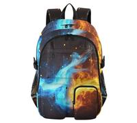 Mnsruu Zaino scolastico blu giallo fiamma con scomparto per laptop, grande borsa per la scuola per adolescenti ragazze ragazzi, zaino da viaggio 17,5 zaino per scuola zaino casual universitario lavoro