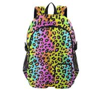 Mnsruu Zaino scolastico colorato leopardato con scomparto per laptop, grande borsa per la scuola per ragazze e ragazzi, zaino da viaggio 17,5 per scuola, casual, università, lavoro