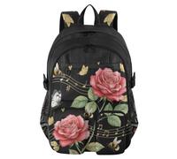 Mnsruu Zaino scolastico con ape, farfalla e rosa, con scomparto per computer portatile, grande borsa per la scuola per adolescenti, ragazze, ragazzi, zaino da viaggio per scuola zaino casual per