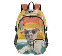 Mnsruu Zaino scolastico con cane che prende il sole, con scomparto per laptop, grande borsa per la scuola per ragazze e ragazzi, zaino da viaggio 17,5 per scuola zaino casual universitario lavoro