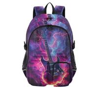 Mnsruu Zaino scolastico con chitarra Lightning con scomparto per laptop, grande borsa per la scuola per ragazze e ragazzi, zaino da viaggio 17,5 per scuola, casual, università, lavoro