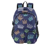 Mnsruu Zaino scolastico con corone con scomparto per laptop, grande borsa per la scuola per ragazze e ragazzi, zaino da viaggio 17,5 per scuola, casual, università, lavoro