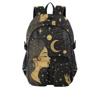 Mnsruu Zaino scolastico con dea della luna celeste oro con scomparto per laptop, grande borsa per la scuola per adolescenti, ragazze e ragazzi, zaino da viaggio 17,5 per scuola, casual, università