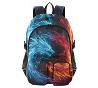 Mnsruu Zaino scolastico con drago di fuoco e fenice rossa con scomparto per laptop, grande borsa per la scuola per ragazze e ragazzi, zaino da viaggio 17,5 per scuola, casual, università, lavoro