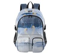 Mnsruu Zaino scolastico con due cigni con scomparto per laptop, grande borsa per la scuola per ragazze e ragazzi, zaino da viaggio 17,5 per scuola, casual, università, lavoro