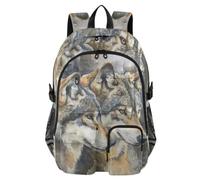 Mnsruu Zaino scolastico con facce laterali dei lupi, con scomparto per laptop, grande borsa da scuola per ragazze e ragazzi, zaino da viaggio 17,5 per scuola, casual, università, lavoro