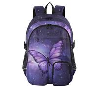 Mnsruu Zaino scolastico con farfalla nel cielo notturno con scomparto per laptop, grande borsa per la scuola per ragazze e ragazzi, zaino da viaggio 17,5 per scuola, casual, università, lavoro