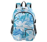 Mnsruu Zaino scolastico con fiore blu con scomparto per laptop, grande borsa per la scuola per ragazze e ragazzi, zaino da viaggio 17,5 per scuola, casual, università, lavoro