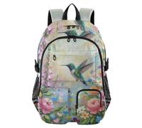 Mnsruu Zaino scolastico con fiore di colibrì con scomparto per laptop, grande borsa per la scuola per ragazze e ragazzi, zaino da viaggio 17,5 per scuola, casual, università, lavoro