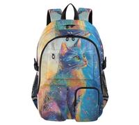 Mnsruu Zaino scolastico con gatti colorati con scomparto per laptop, grande borsa per la scuola per ragazze e ragazzi, zaino da viaggio 17,5 per scuola, casual, università, lavoro