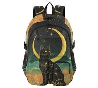 Mnsruu Zaino scolastico con gatto nero con occhi luminosi, con scomparto per laptop, grande borsa per la scuola per ragazze e ragazzi, zaino da viaggio 17,5 per scuola, casual, università, lavoro