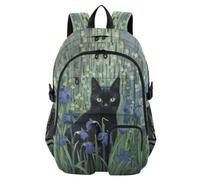 Mnsruu Zaino scolastico con gatto nero nella natura selvaggia con scomparto per laptop, grande borsa per la scuola per ragazze e ragazzi, zaino da viaggio per scuola zaino casual universitario lavoro