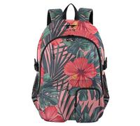 Mnsruu Zaino scolastico con ibisco rosso con scomparto per laptop, grande borsa per la scuola per ragazze e ragazzi, zaino da viaggio 17,5 per scuola, casual, università, lavoro